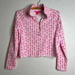 Lilly Pulitzer White Pink Topaz Pineapple UPF 50+ Ronan Cropped Popover Size XS